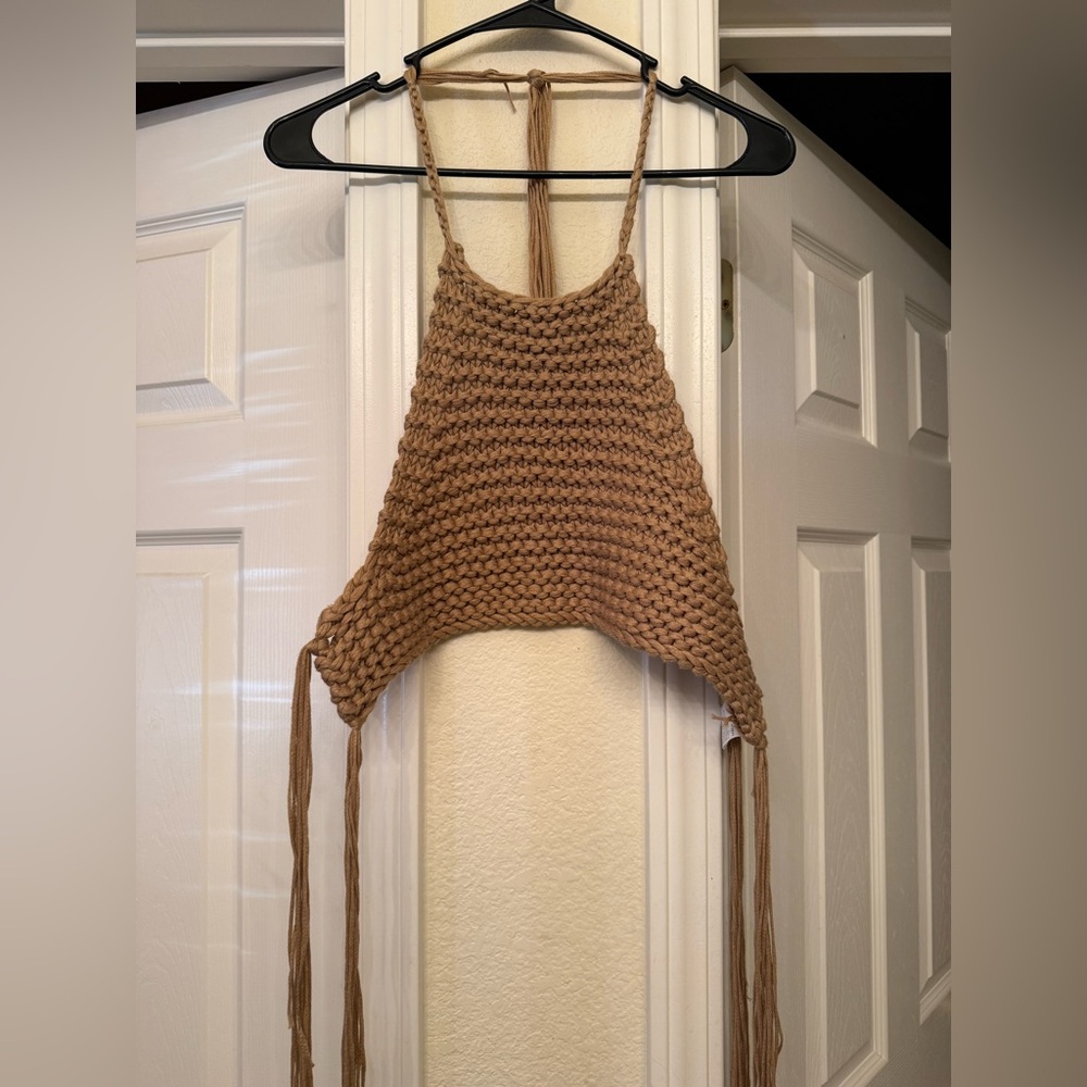 Brown Knit Crop Top